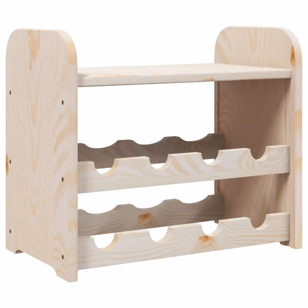Berkfield Home Rustic Solid Wood Pine Wine Rack with Top Board in Brown, W/D/H: 43 x 25 x 37 cm – 2