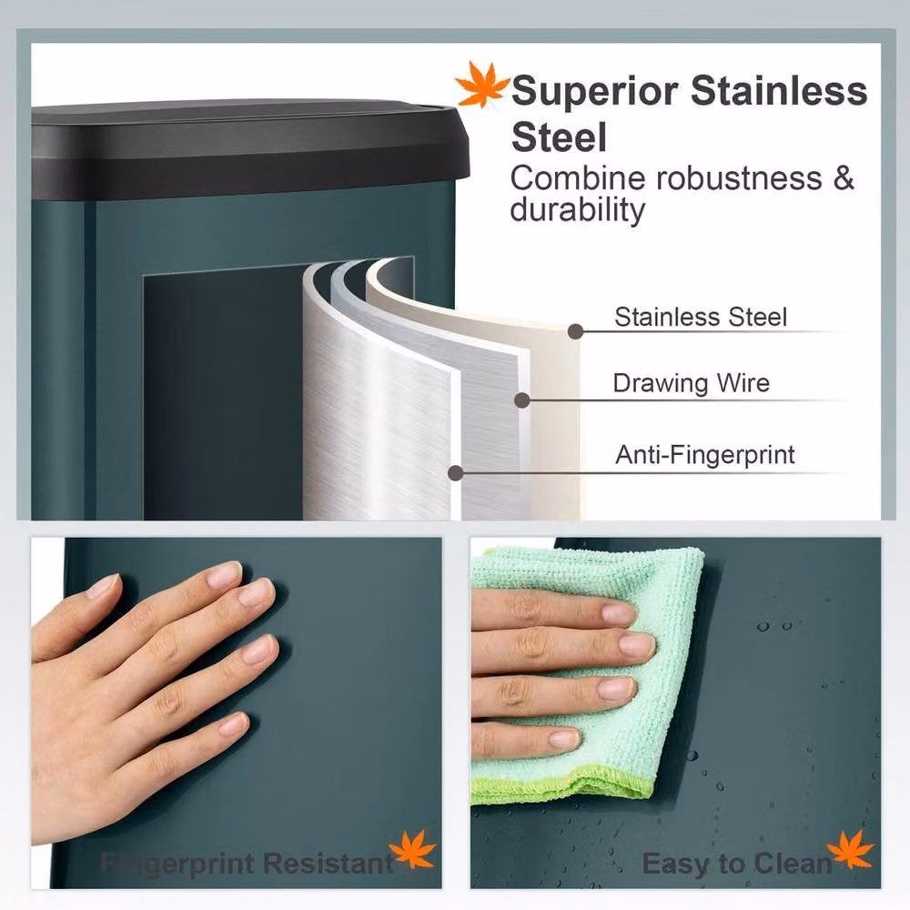 Havendro 50L Stainless Steel Step Garbage Bin with Soft Close and Odour Filter, Green – 4