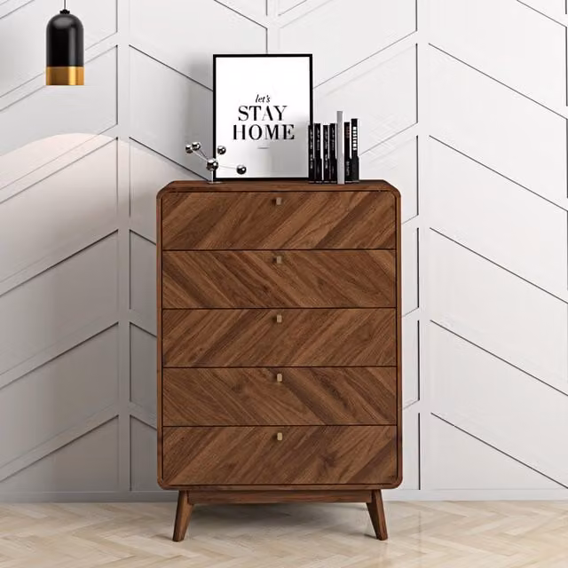 Kidsaw LV44 Chest Of Drawers in Brown and Gold Colombian Walnut