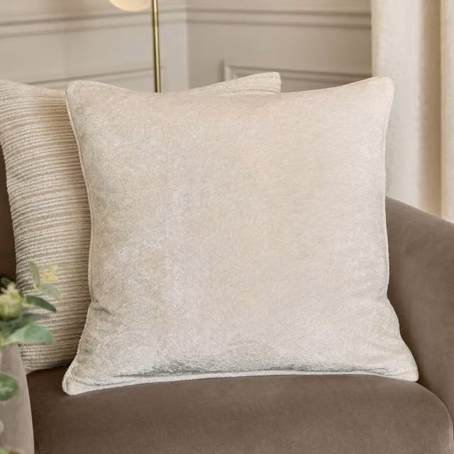 Paoletti Lustre Crushed Velvet Square Cushion in White/Beige, W/D/H: 50 x 50 x 50 cm – 1