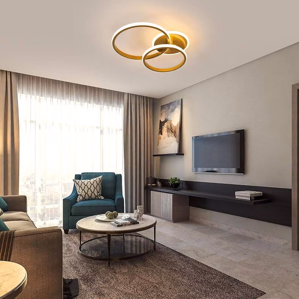 Goeco Modern Round LED Ceiling Light, 42 W, Warm White 3000K, Gold/Brass – 4