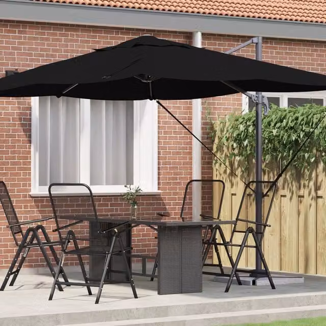 Berkfield Home Large Cantilever Umbrella with Black Polyester Canopy and Metal Frame