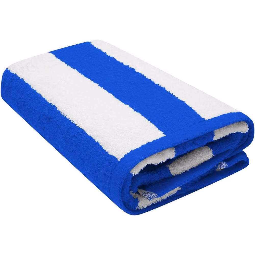 K Collection Striped Cotton Beach Towel Pack of 2 in Blue, W: 76 cm x L: 152 cm – 2