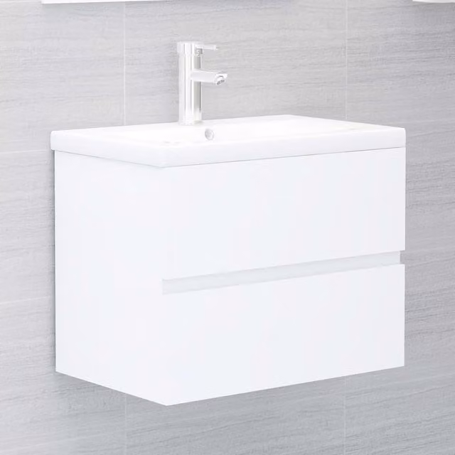 Berkfield Home Sink Cabinet in White, W/D/H: 60 x 38.5 x 45 cm
