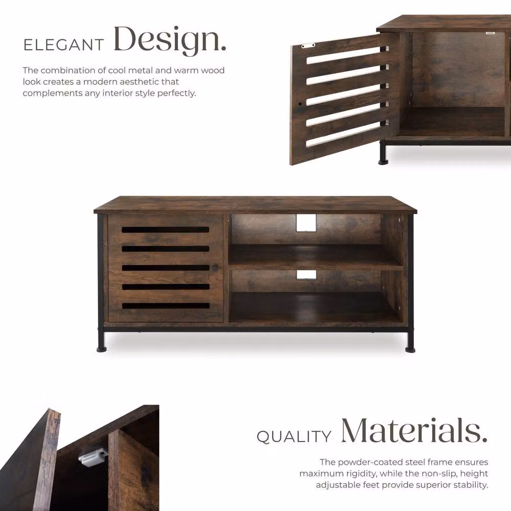 tectake Galway Industrial TV Stand in Brown and Black, Width: 110 cm – 3