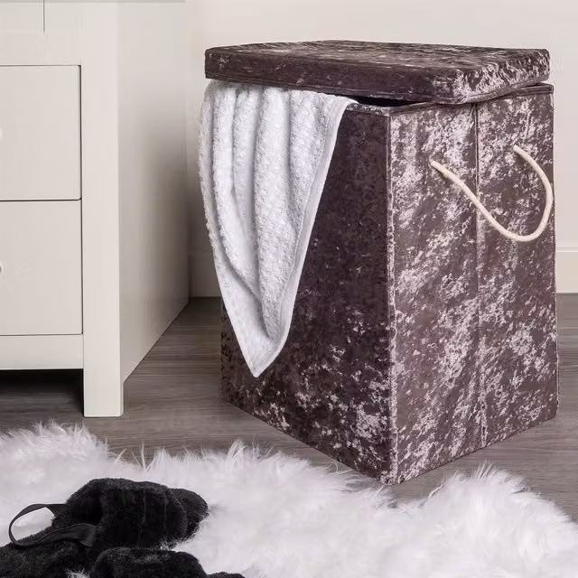 OHS Collapsible Fabric Laundry Bag with Handles, Grey