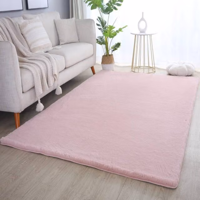 Desire Rugs Plushtale Washable Plain Poly Cotton Area Rug in Pink, W/D: 120 x 160 cm