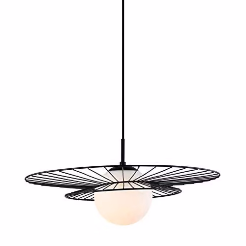 Netlighting Italux Alison Modern Hanging Pendant Light in Black with White Shade, E27