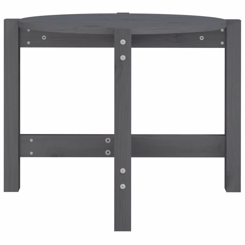 Berkfield Home Round Grey Solid Pine Coffee Table, W: 62.5 cm, H: 45 cm, D: 45 cm – 4