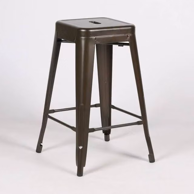 Forgevio Industrial Metal Bar Stool, Brown, Height: 66 cm