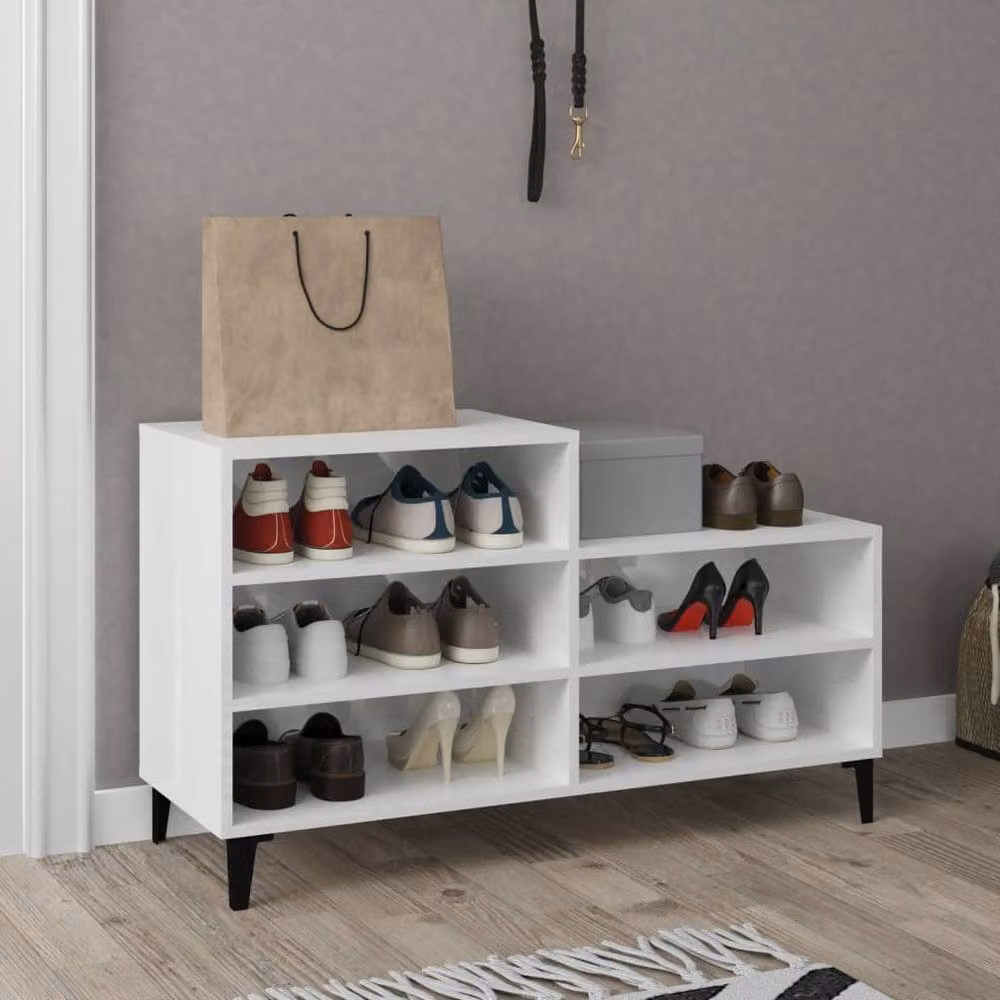 Berkfield Home Modern High Gloss White Shoe Cabinet W/D/H: 102 x 36 x 60 cm – 2