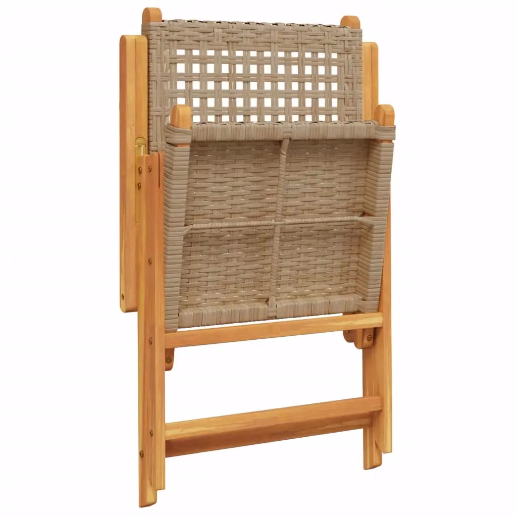 Berkfield Home Set of 6 Reclining Garden Chairs in Beige Poly Rattan with Acacia Solid Wood Frame – 3