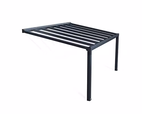 Palram Stockholm Aluminium and Polycarbonate Pergola in Grey with Transparent Roof, W: 515 cm, D: 324 cm