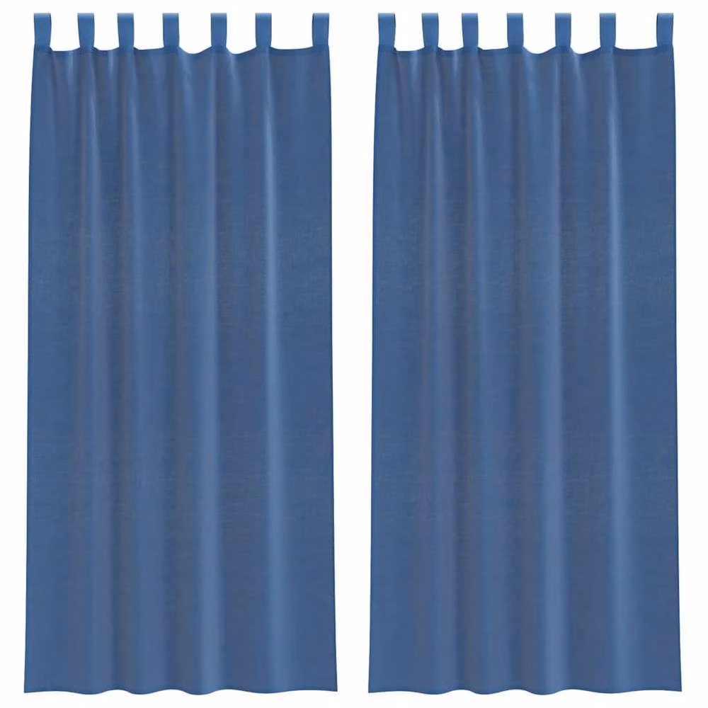Berkfield Home Royal Blue Voile Fabric Panel Curtains with Tabs, 2 Pack, W: 140 cm, H: 245 cm – 2