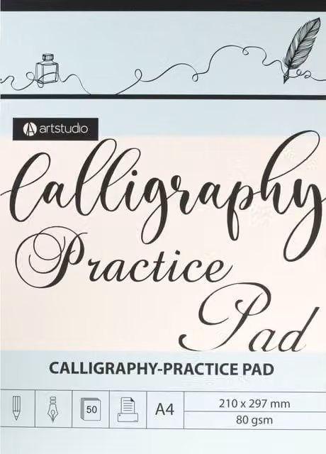Art Studio White Calligraphy Practice Pad for Penmanship Training, A4