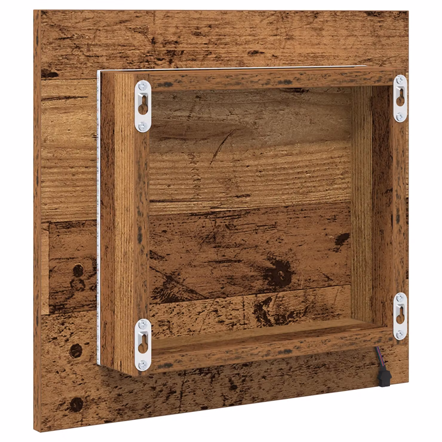 Berkfield Home LED Bathroom Mirror in Brown Rustic Wood, W/D/H: 40 x 8.5 x 37 cm – 4