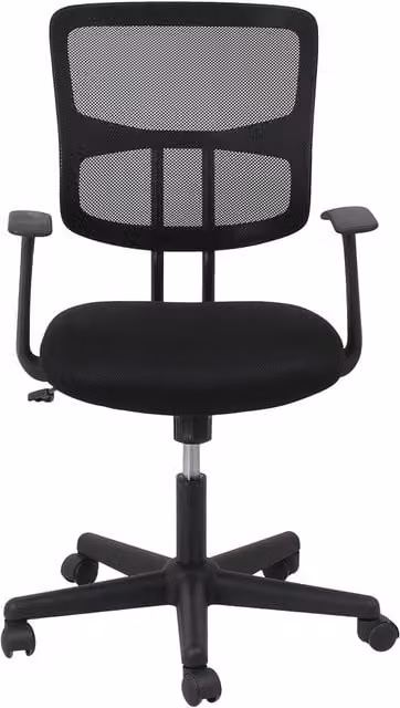 Furniture One Modern Black Swivel Task Chair for Home Office with Armrests and Castors