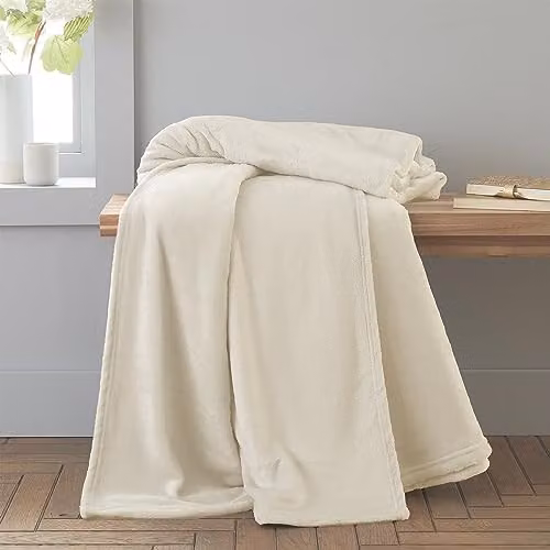 Catherine Lansfield Raschel Velvet Touch Blanket Throw in Beige, W: 200 cm, H: 240 cm