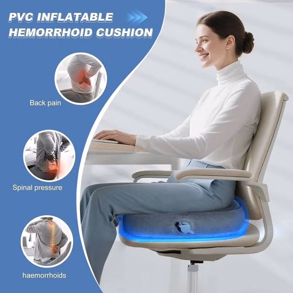 NESTLUNE Inflatable Grey Travel Seat Cushion with Breathable Contoured Design – 3
