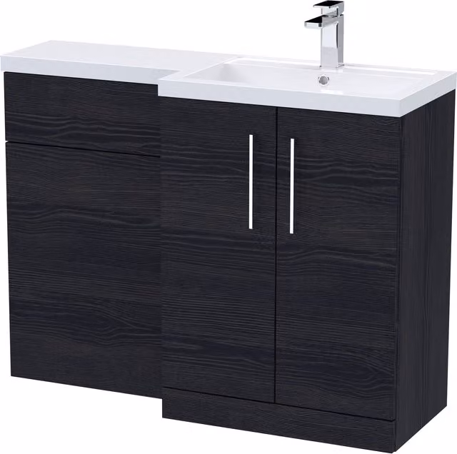 Balterley Charcoal Black Right Hand Bathroom Vanity Basin and WC Unit with Soft Close Doors, Width: 110 cm