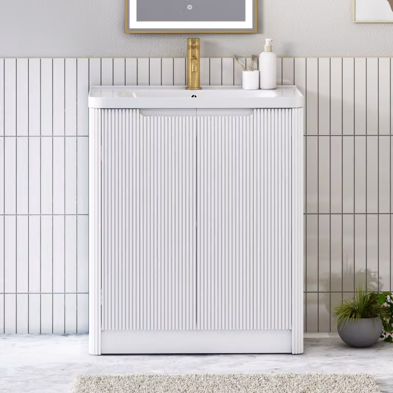 Royal Bathrooms Avenza 700mm Matt White Floor Standing 2 Door Vanity Unit with Ceramic Basin
