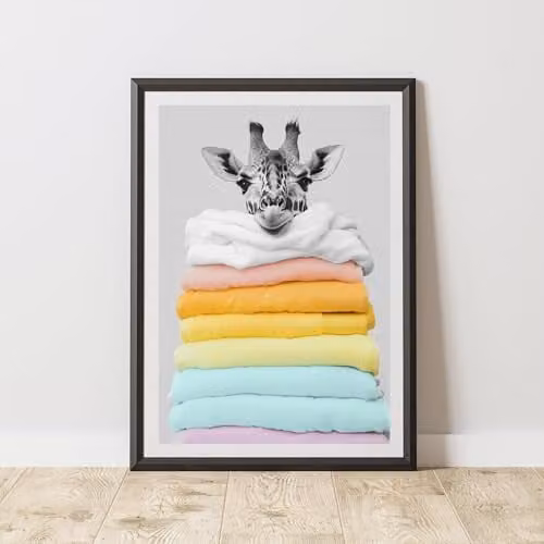 60 Second Makeover Giraffe Pastel Animal Print Paper Poster, Multicolour, A3