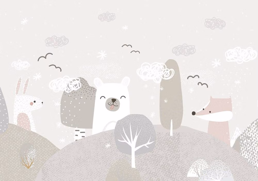 Superfresco Easy Scandi Animals Grey Print Wall Mural W: 300 cm, H: 280 cm – 2
