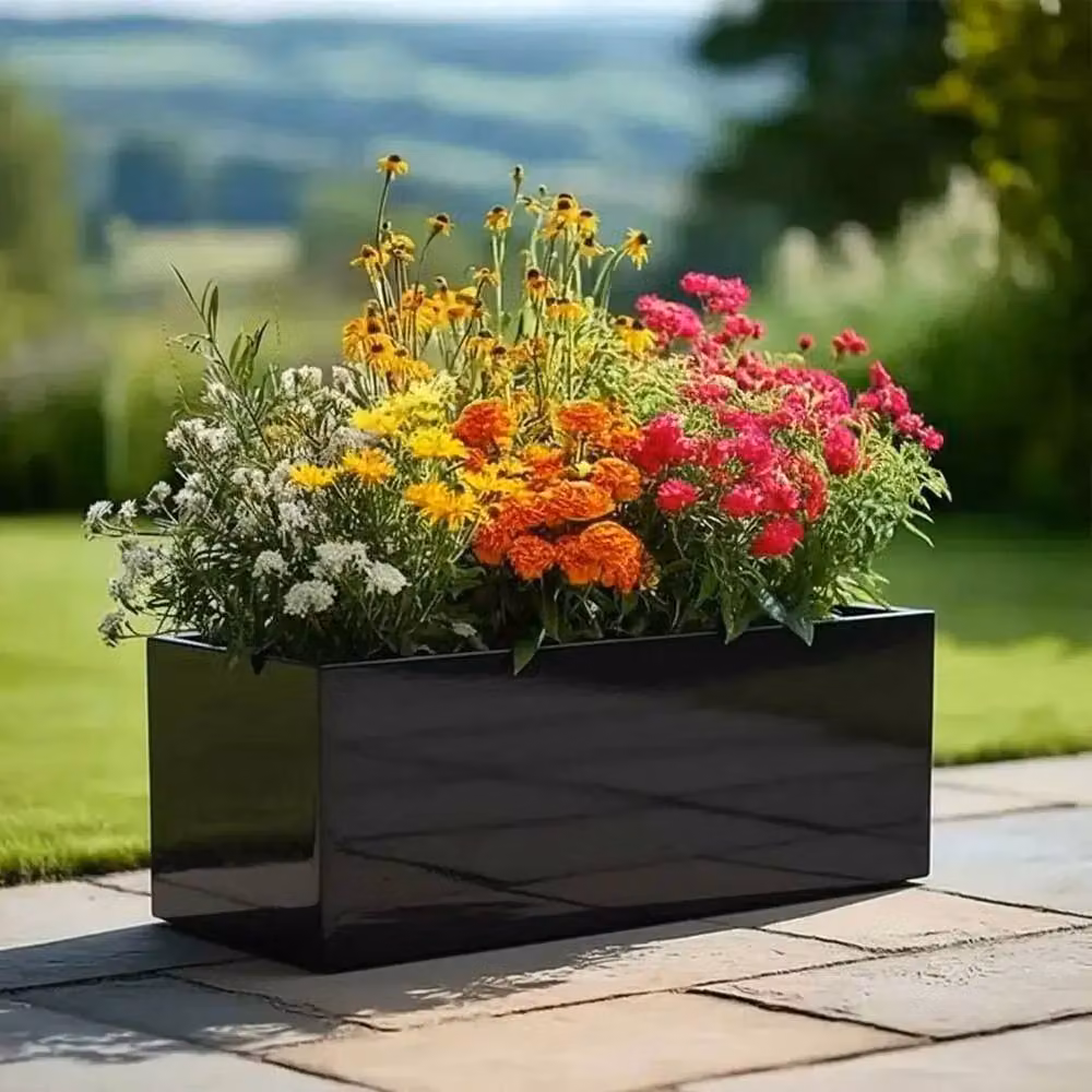 Access Garden Products Galvanised Steel Trough Planter in Black, W: 75 cm, D: 32 cm, H: 32 cm – 5