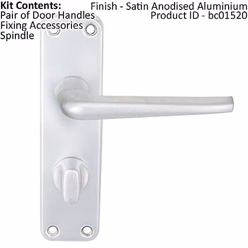 Loops Pair Straight Tapered Lever Bathroom Door Handle in Black Brushed Aluminium, W: 15.2 cm, H: 4.1 cm, D: 4.1 cm