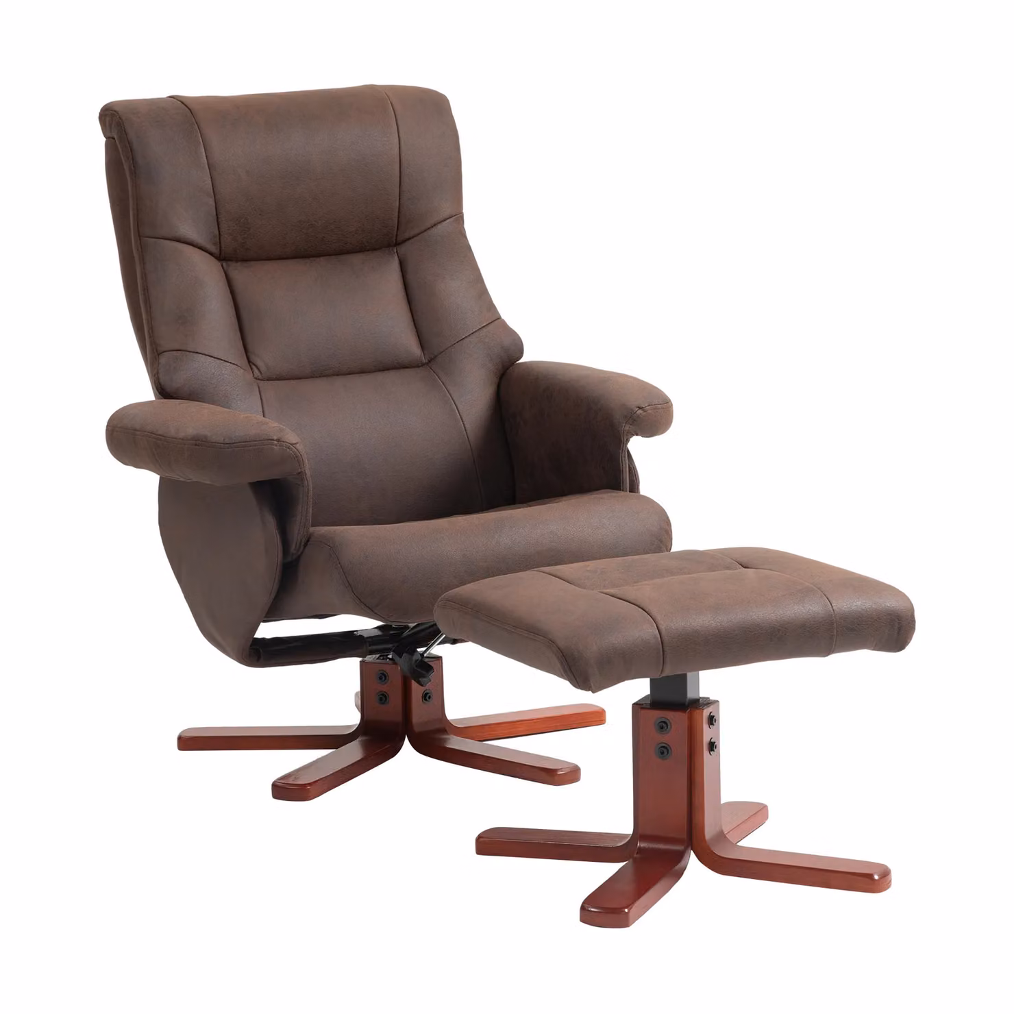 HOMCOM 135 Degree Reclining Armchair with Footstool in Dark Brown – 2