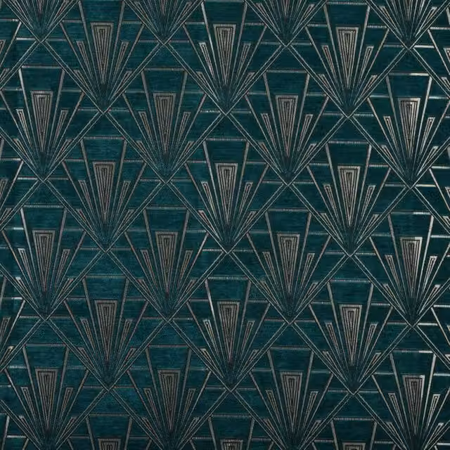 Terrys Gatsby Fabric Lalique in Blue, Grey and Petrol