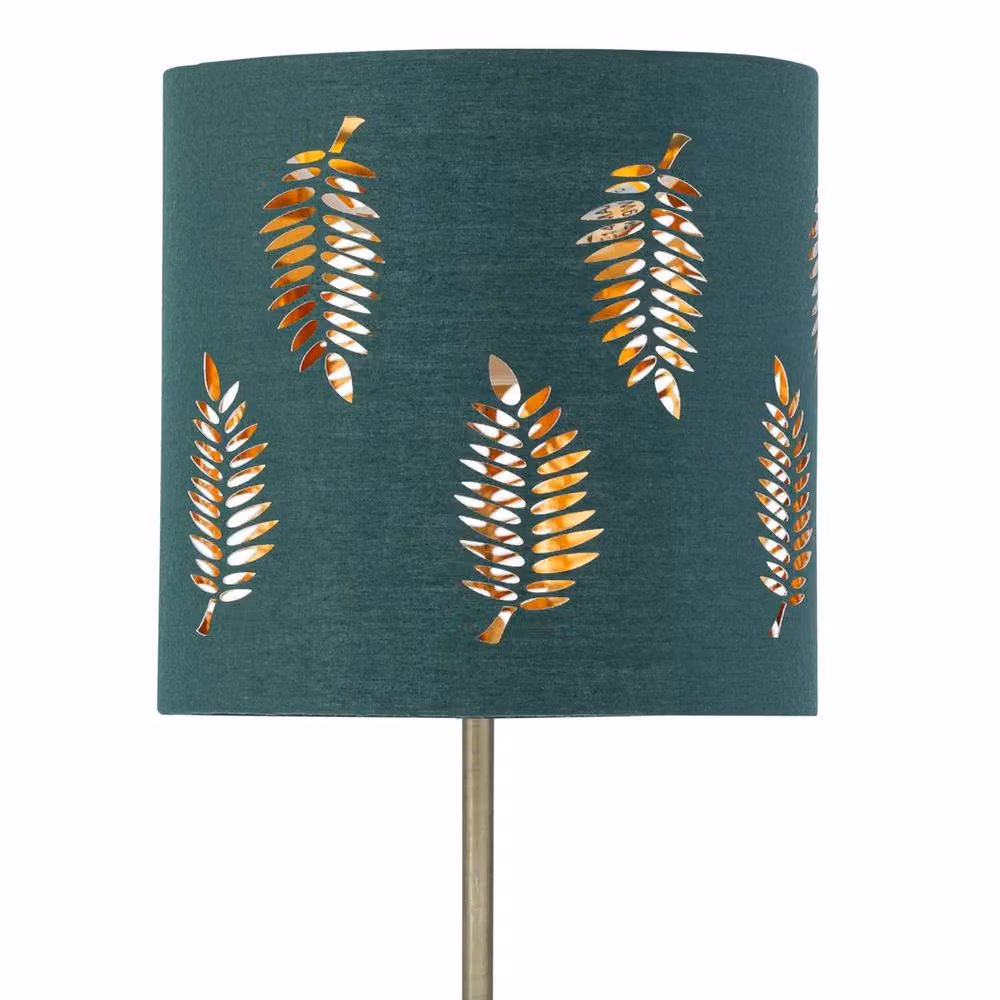 First Choice Lighting Set of 2 Antique Brass Stick Table Lamps with Green Fabric Shades – 4