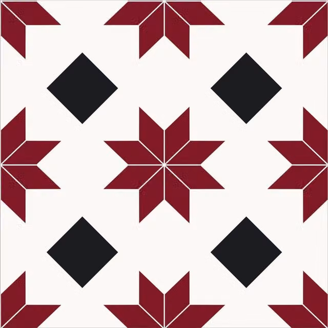 Fine Décor Floorpops Self-Adhesive Geometric Floor Tiles, Black, Pack of 10