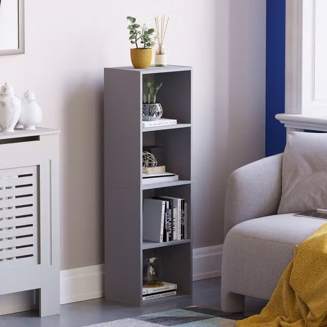 Vida Designs Oxford 4 Tier Cube Bookcase in Grey