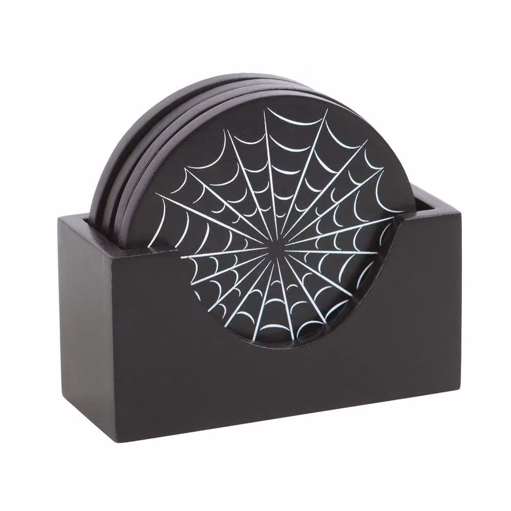 Uniqueful Black Spiderweb Coaster Set, 1 Pack – 2