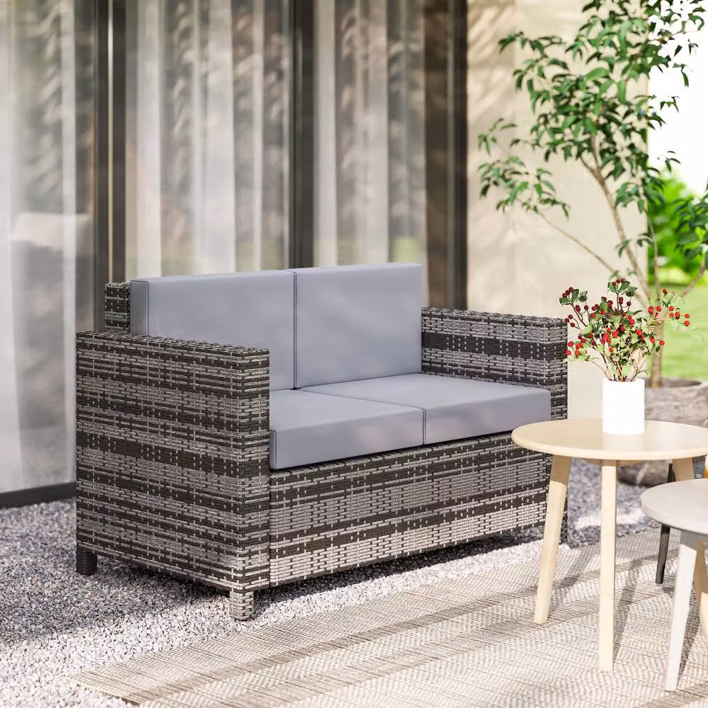 STILVORA 2 Seater Sofa with Cushions and Armrests in Grey – 8
