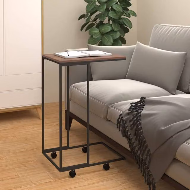 Berkfield Home Black Side Table with Castors, W/D/H: 40 x 30 x 63.5 cm