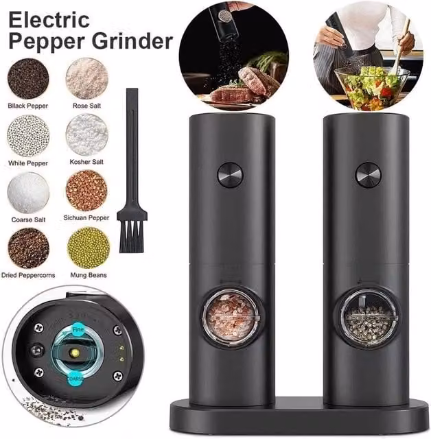 SPETLEK Electric Salt and Pepper Grinder Set in Black – 1