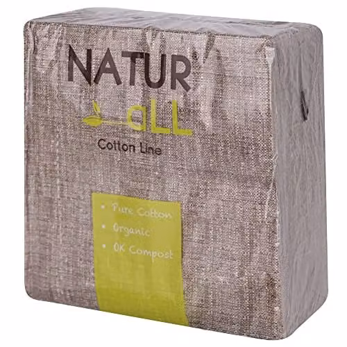 Iron Mountain NaturAll Biodegradable and Compostable Sustainable Cotton Napkins, Brown, Pack of 50