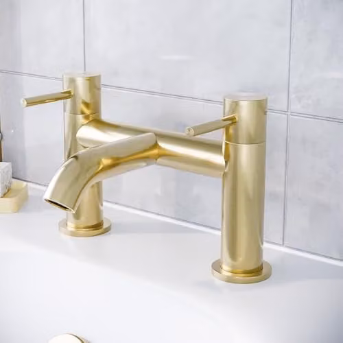 Nes Home Modern Brushed Brass Designer Deck Mounted Bath Filler Tap