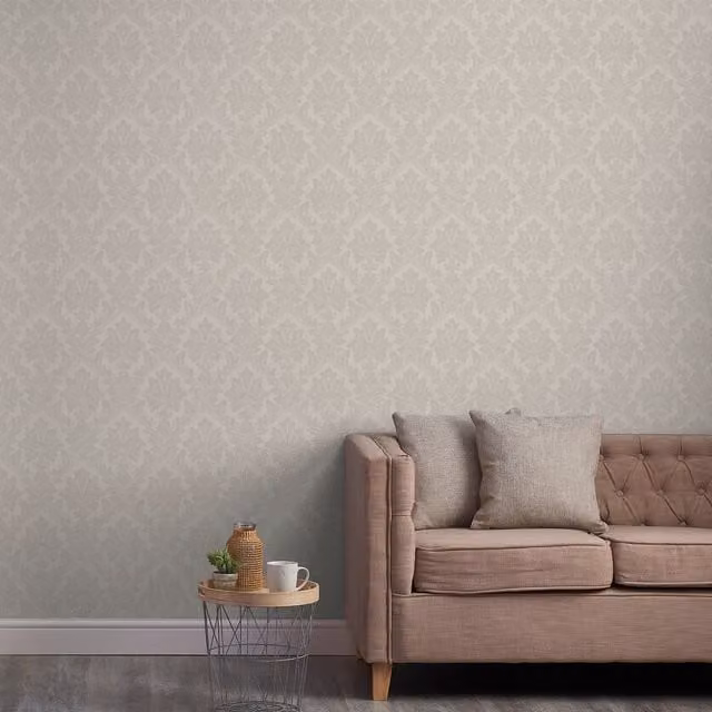 Grandeco Classic Floral Abstract Wallpaper in Beige and Brown