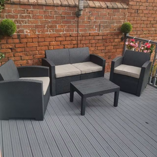Samuel Alexander Modern Black and Grey Rattan Garden Sofa Set