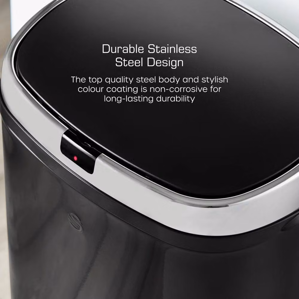 Swan 50L Square Sensor Bin in Black Coated Steel – 5