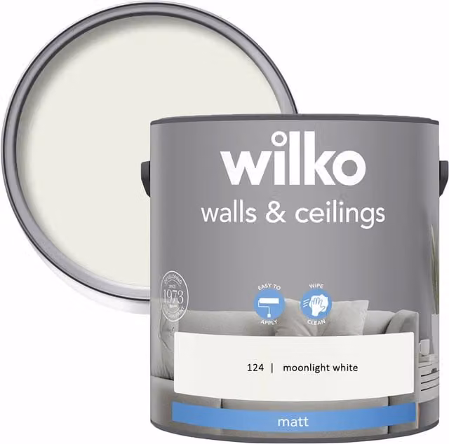wilko Walls and Ceilings Matt Emulsion Paint, White, 2.5 l