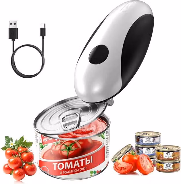 SPETLEK Portable Electric Rechargeable Automatic Can Opener in White