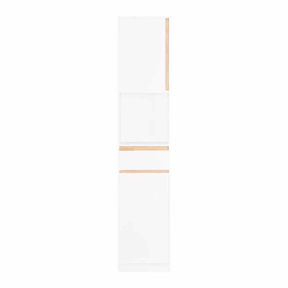 SoBuy Modern White Freestanding Tall Bathroom Cabinet with Hinged Doors and Internal Shelves, H 170 x W 33 x D 34.8 cm – 2