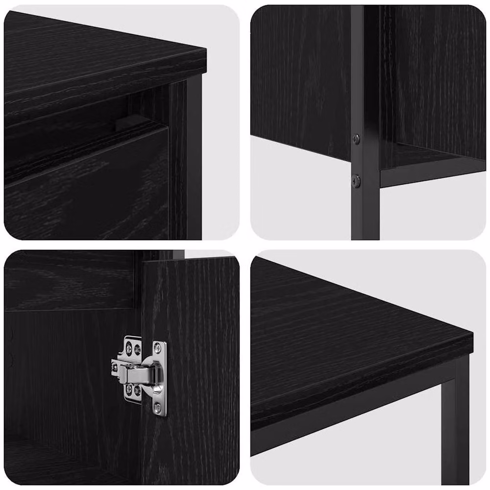 Berkfield Home 3 Piece Modern Black Bathroom Furniture Set with Vanity Unit, Tall Cabinet and Wall Cabinet – 3