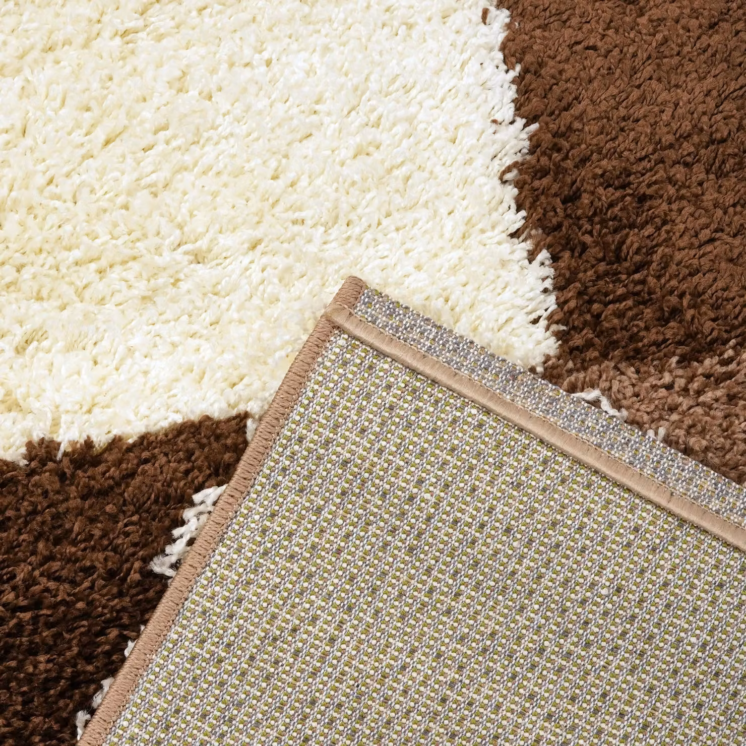 Bravich LTD California Checked Thick Shaggy Rug in Brown, W: 80 cm, L: 150 cm – 2