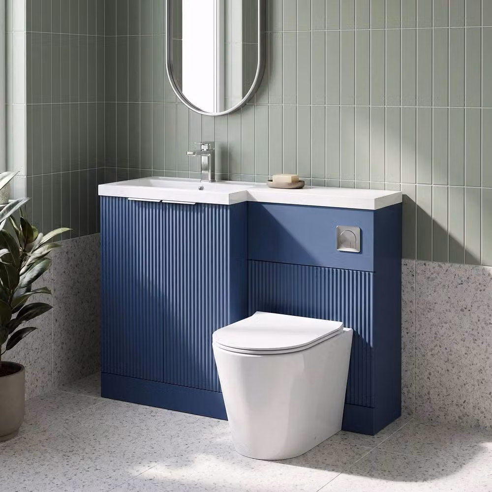 Balterley Tixall 2 Door Vanity WC Combi Unit with Poly Basin, Blue, W: 110 cm – 2