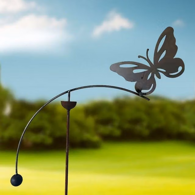 Poppyforge Butterfly Wind Rocker Single Steel in Black, H 148.5 x W 54 x D 66 cm